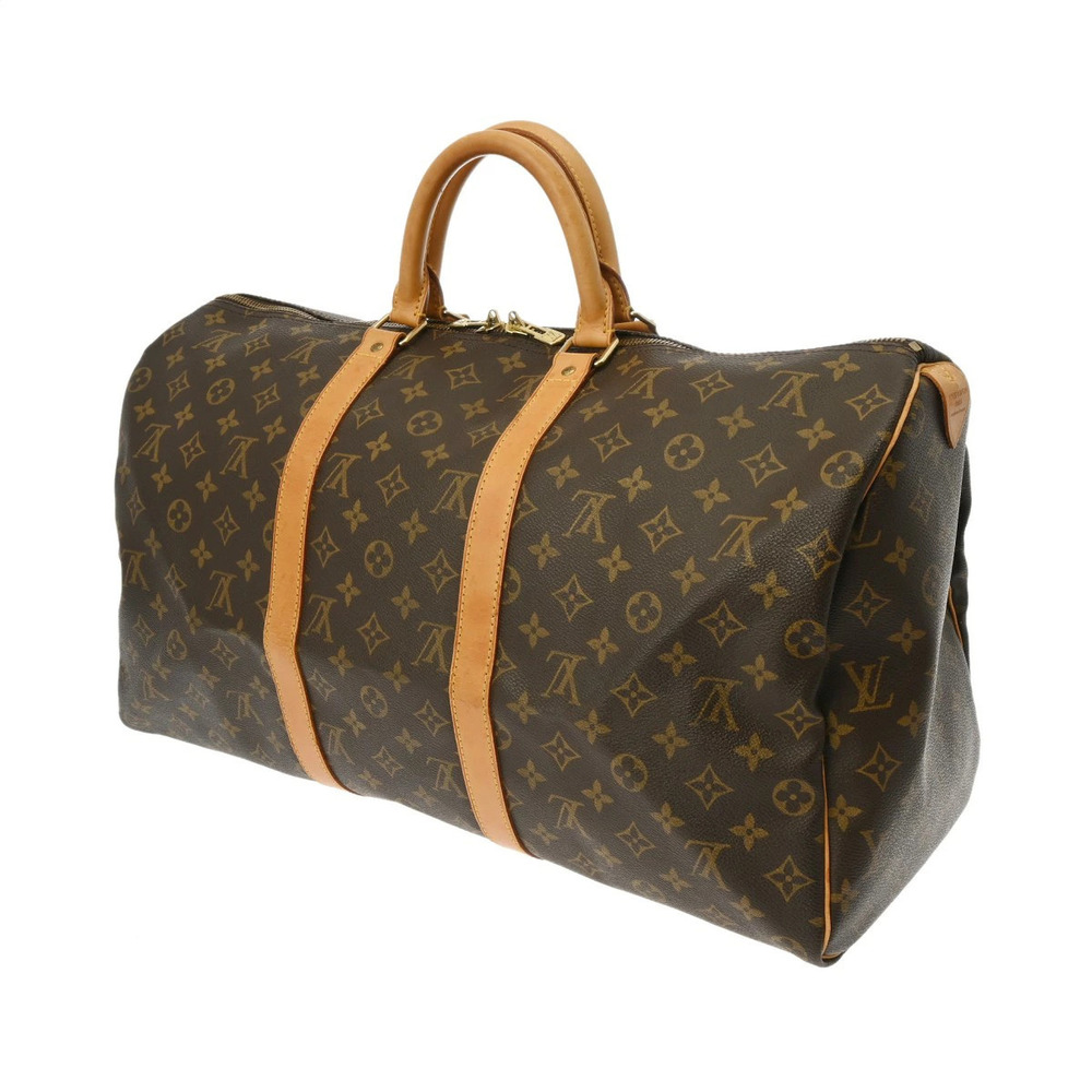 Louis Vuitton Monogram Bag Boston Canvas Brown Keepall Brown
